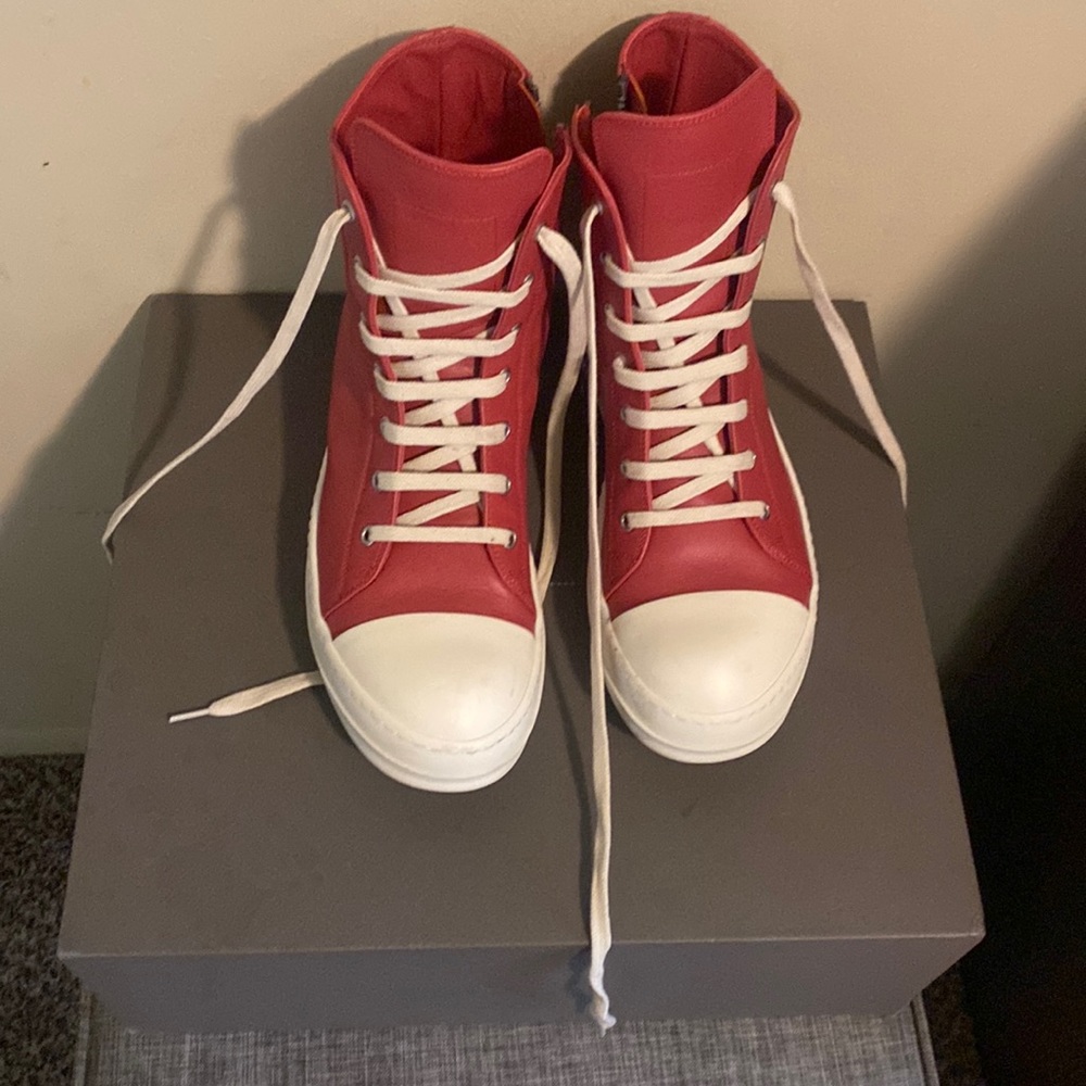 Authentic gently used Rick owens red high top